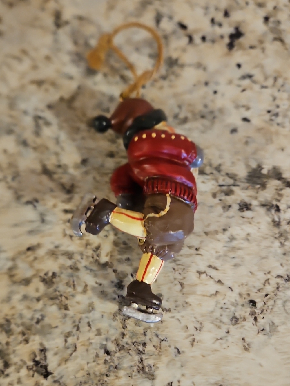 Vintage Skating Santa In Sweater Ornament